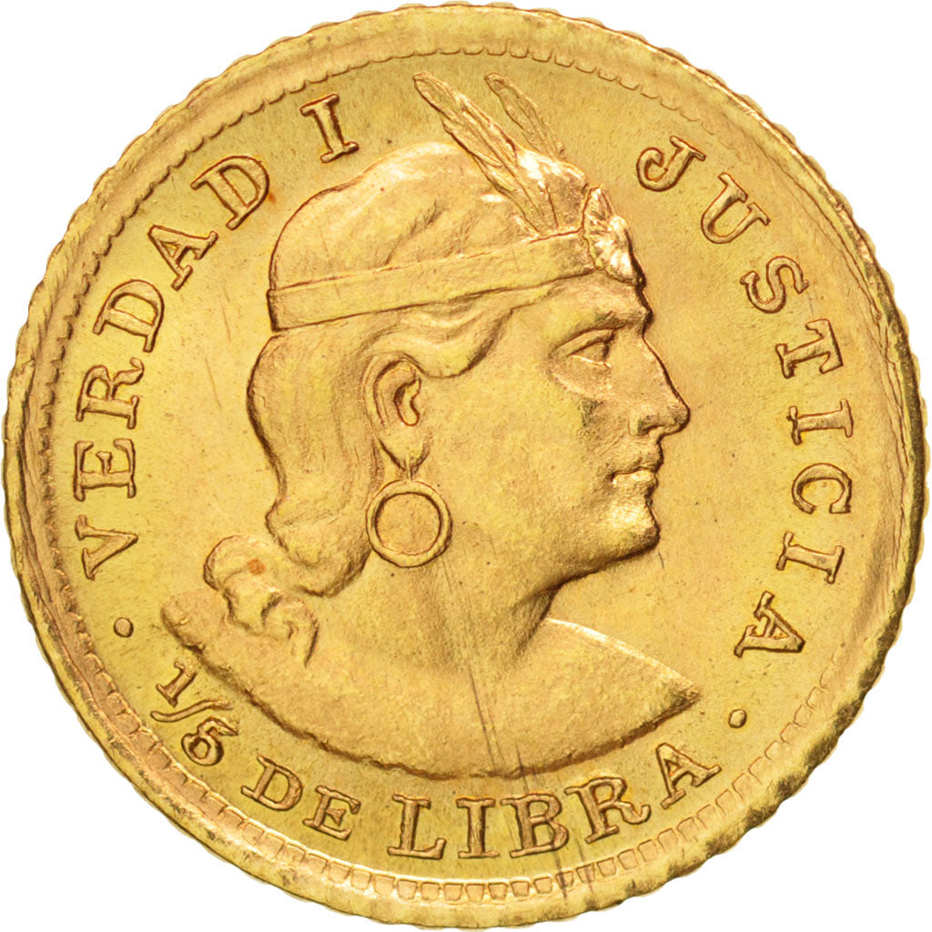 Perù, 1/5 Libra, Pound, 1966, Lima, SPL, Oro, KM:210