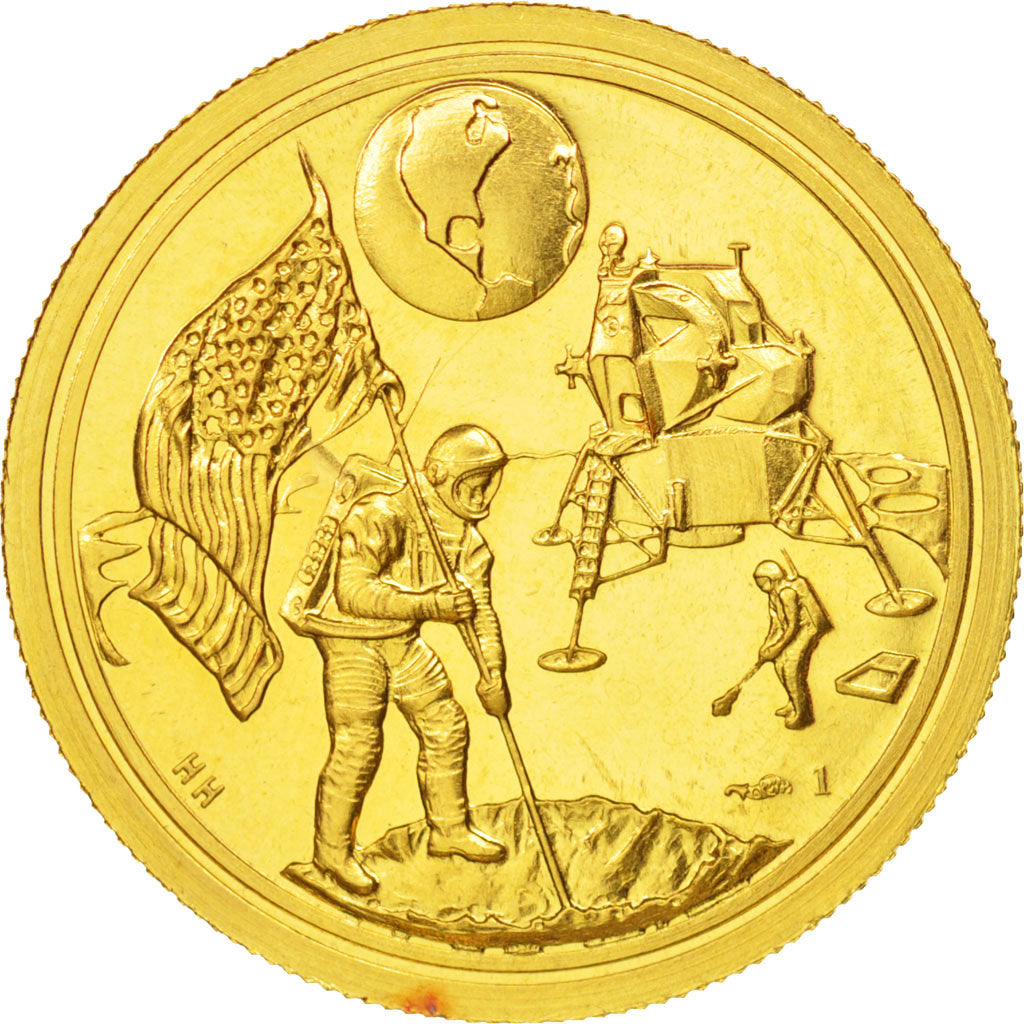 United States, Medal, Landing On The Moon, 1969, AU(55-58), Gold
