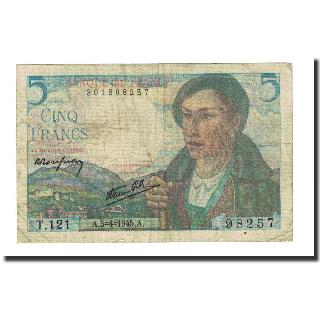 France, 5 Francs, 5 F 1943-1947 ''Berger'', 1945-04-05, EF(40-45), Fayette:5.6