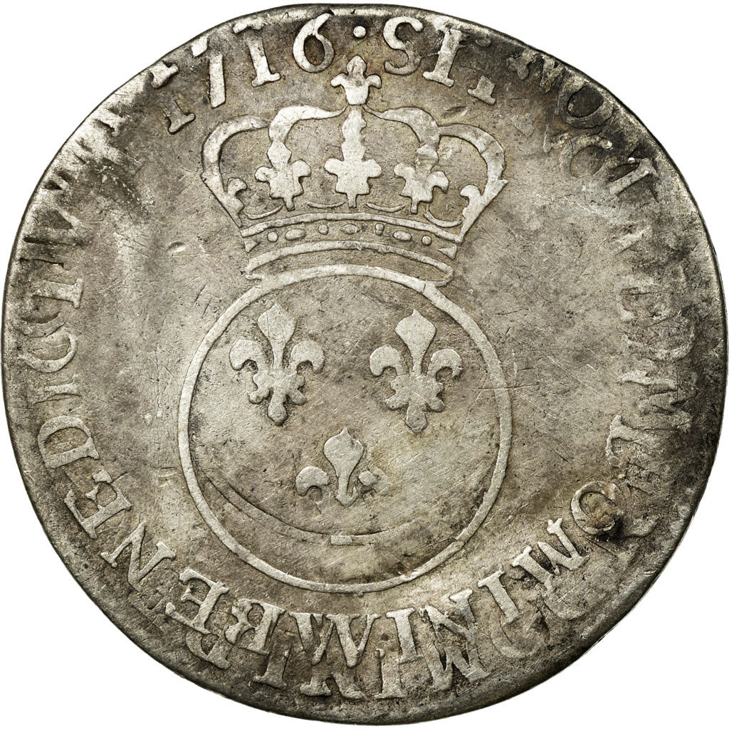 Munten, Frankrijk, Louis XV, 1/10 Écu Vertugadin, 12 Sols, 1/10 ECU, 1716