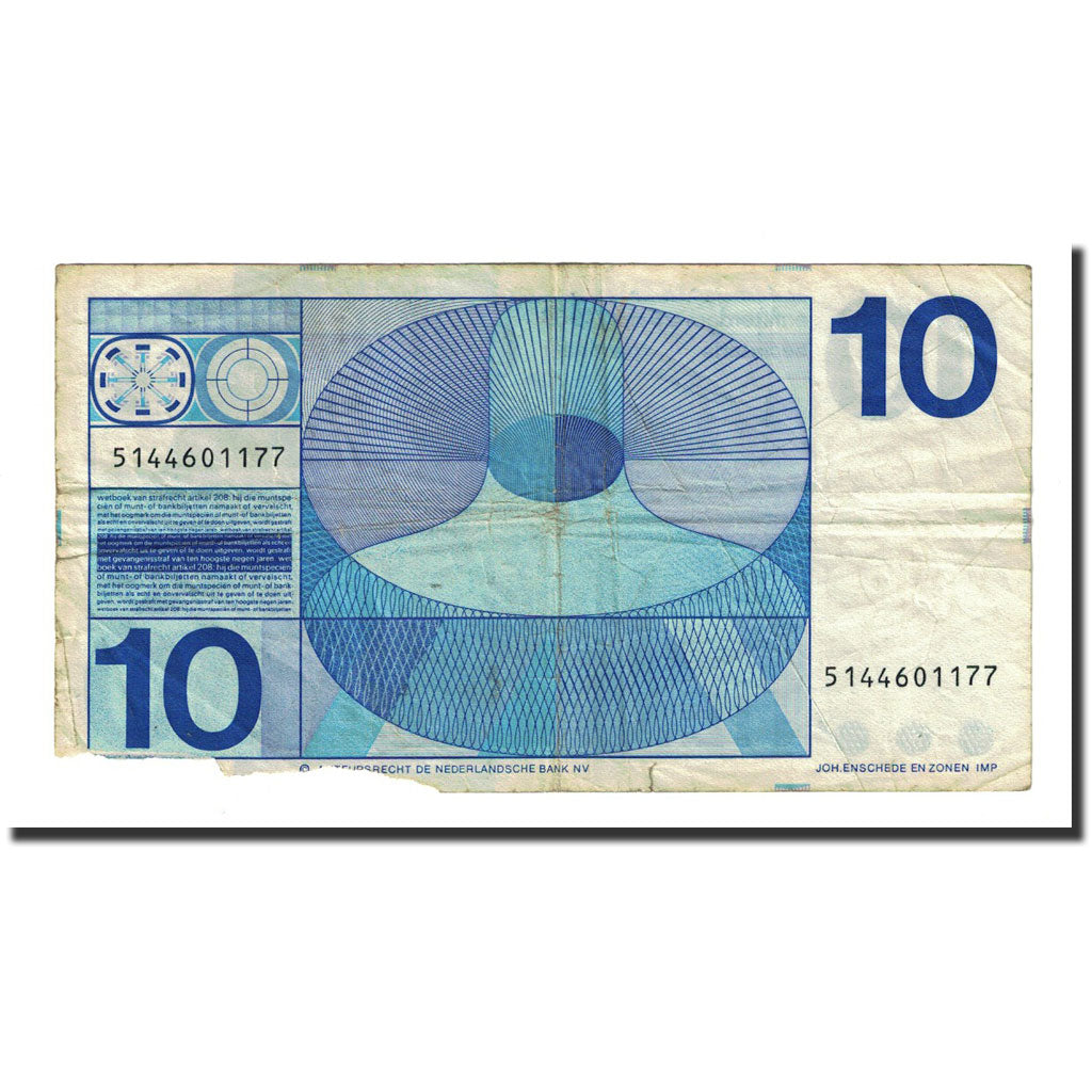 Banknote, Netherlands, 10 Gulden, 1968-04-25, KM:91b, G(4-6)