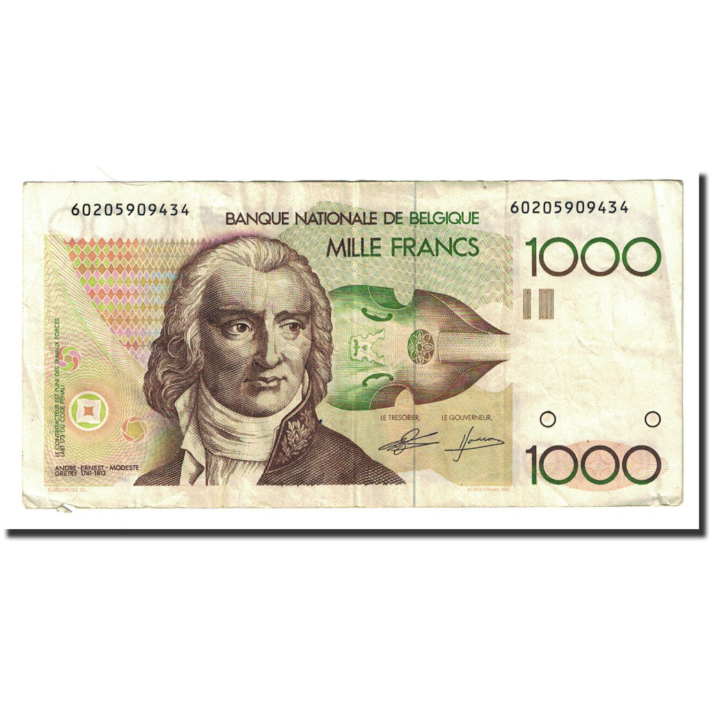 Banknote, Belgium, 1000 Francs, Undated (1980-96), KM:144a, VF(20-25)