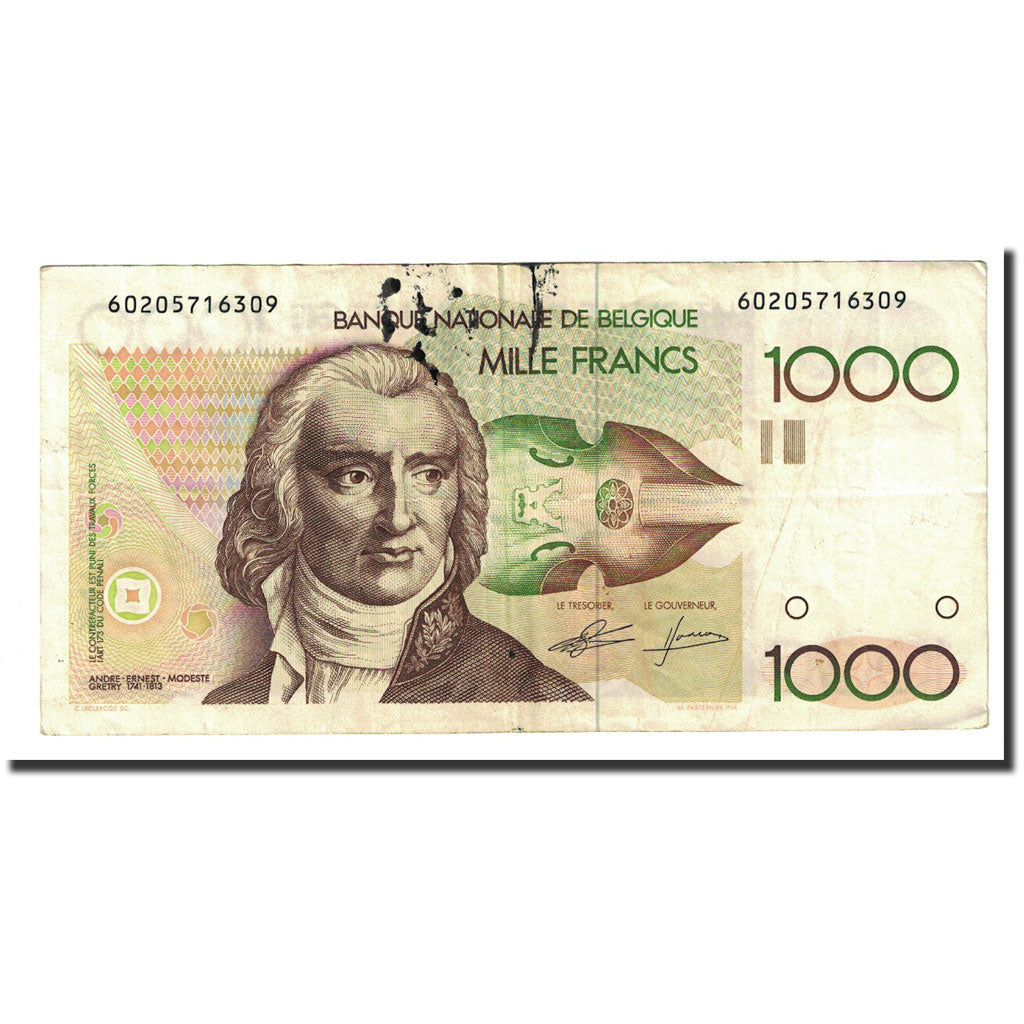 Banknote, Belgium, 1000 Francs, Undated (1980-96), KM:144a, F(12-15)