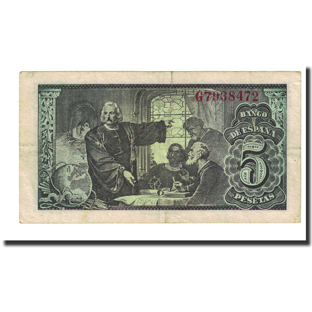 Banknote, Spain, 5 Pesetas, 1943-02-13, KM:127a, EF(40-45)
