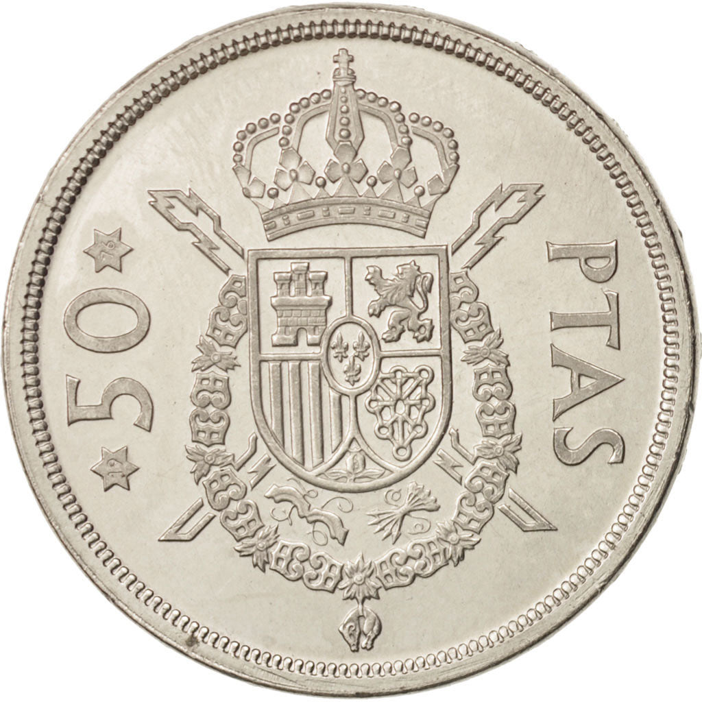 Spain, Juan Carlos I, 50 Pesetas, 1976, MS(63), Copper-nickel, KM:809