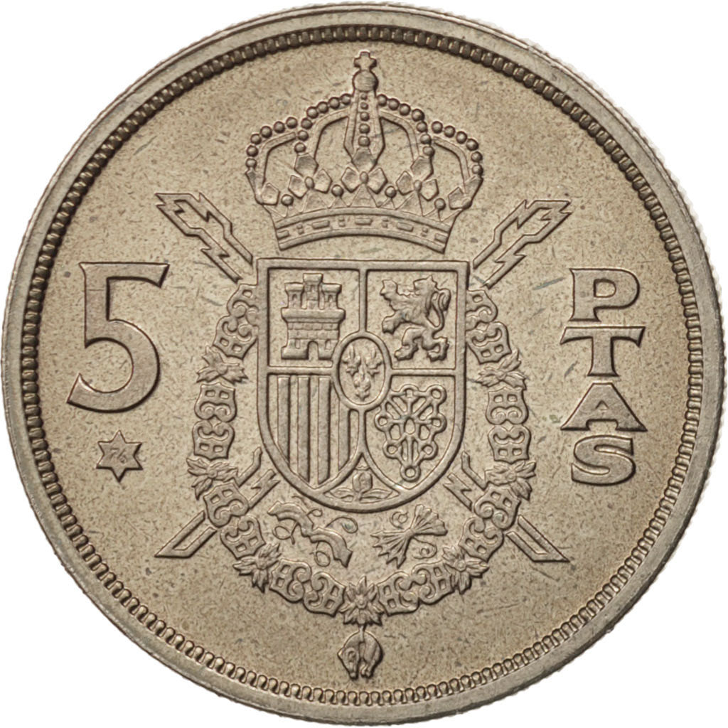 Spain, Juan Carlos I, 5 Pesetas, 1976, MS(63), Copper-nickel, KM:807