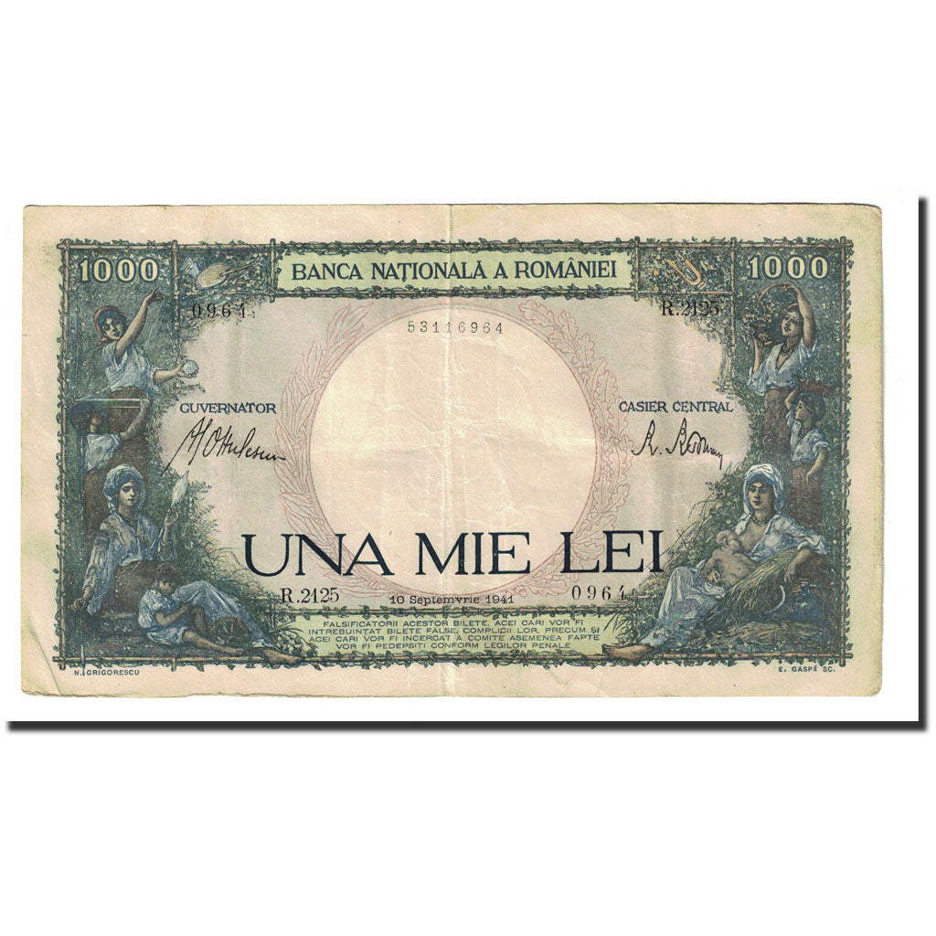 Banknote, Romania, 1000 Lei, 1941-09-10, KM:52a, EF(40-45)