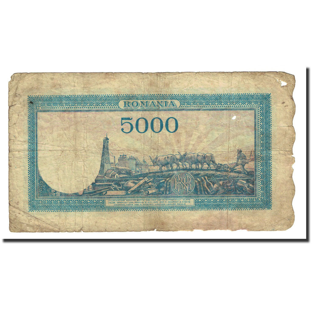 Banknote, Romania, 5000 Lei, 1945-08-21, KM:56a, F(12-15)
