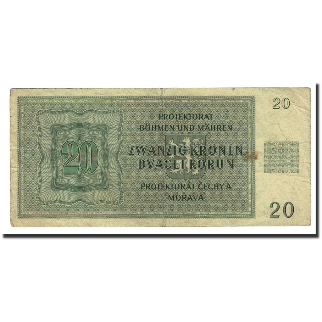 Banknote, Bohemia and Moravia, 20 Korun, 1944-01-24, KM:9a, EF(40-45)