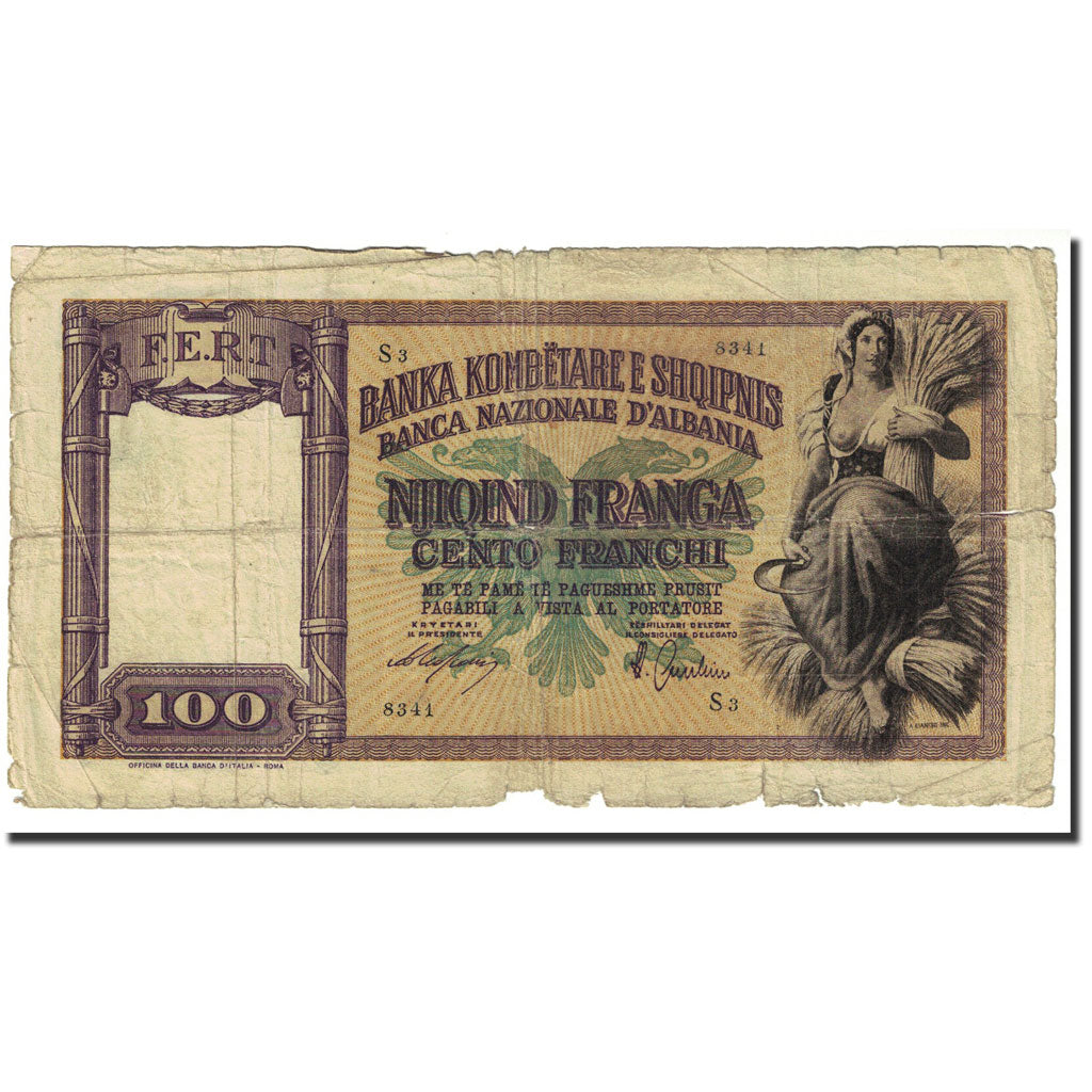 Banknote, Albania, 100 Franga, Undated (1940), KM:8, F(12-15)