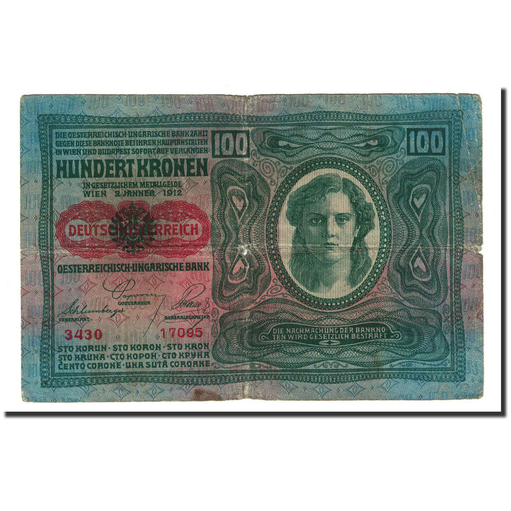 Banknote, Austria, 100 Kronen, 1912-01-02, KM:12, VG(8-10)