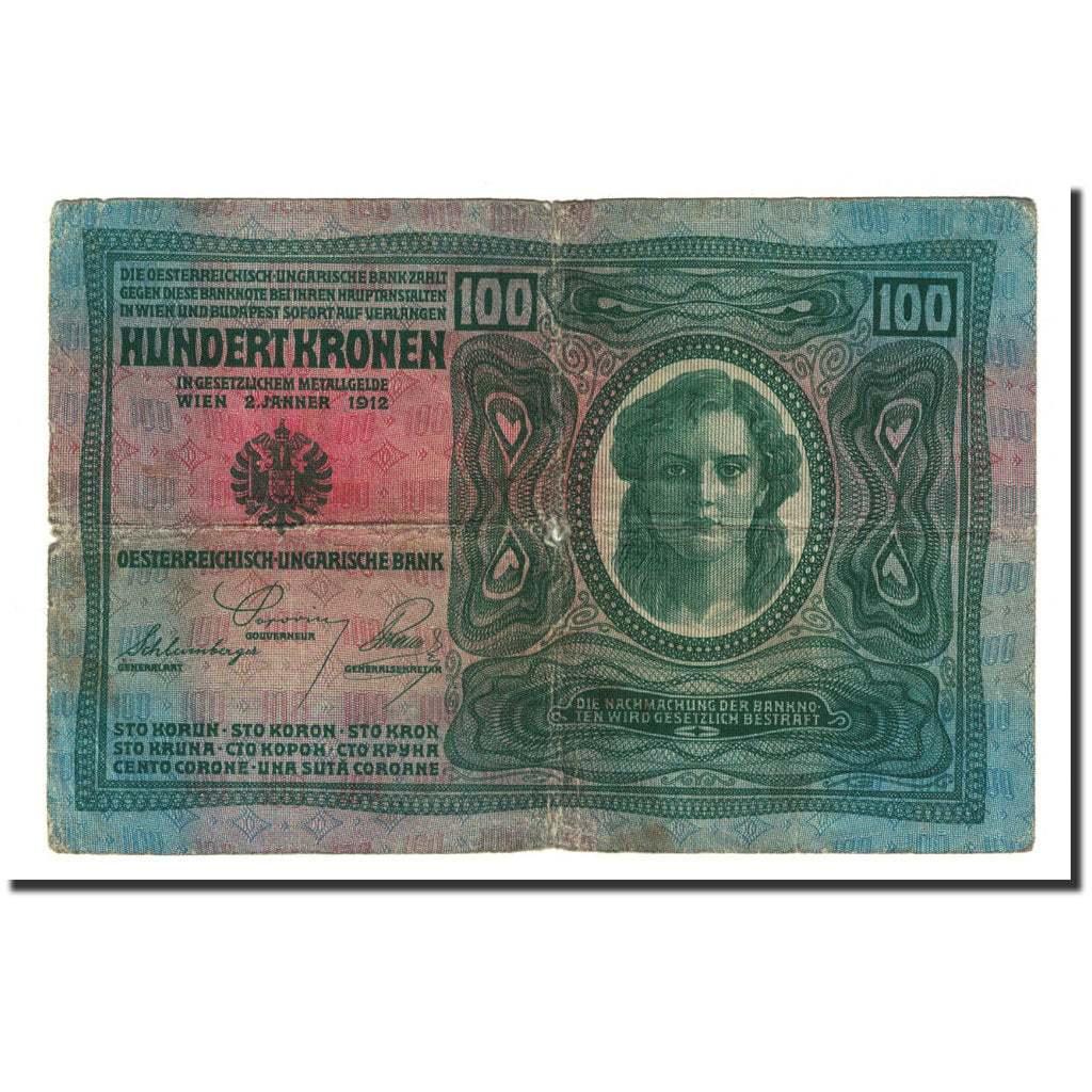 Banknote, Austria, 100 Kronen, 1912-01-02, KM:12, VG(8-10)