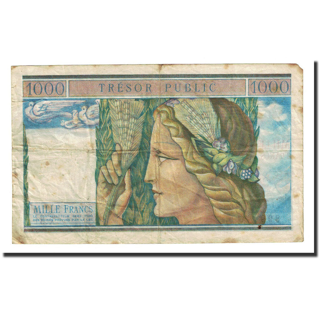 France, 1000 Francs, 1955, VF(30-35), Fayette:VF 35.1, KM:M12a