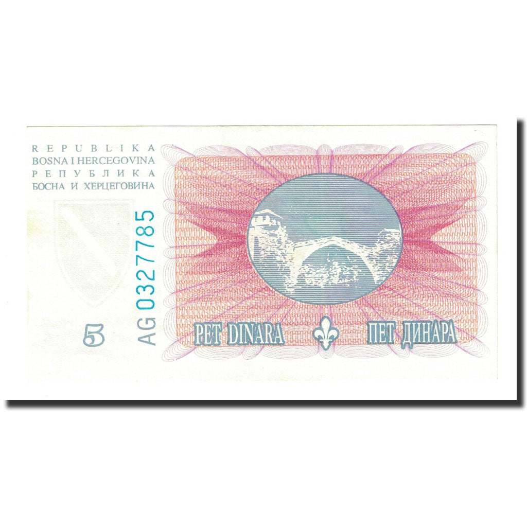Geldschein, Bosnia - Herzegovina, 5 Dinara, 1994-08-15, KM:40a, UNZ