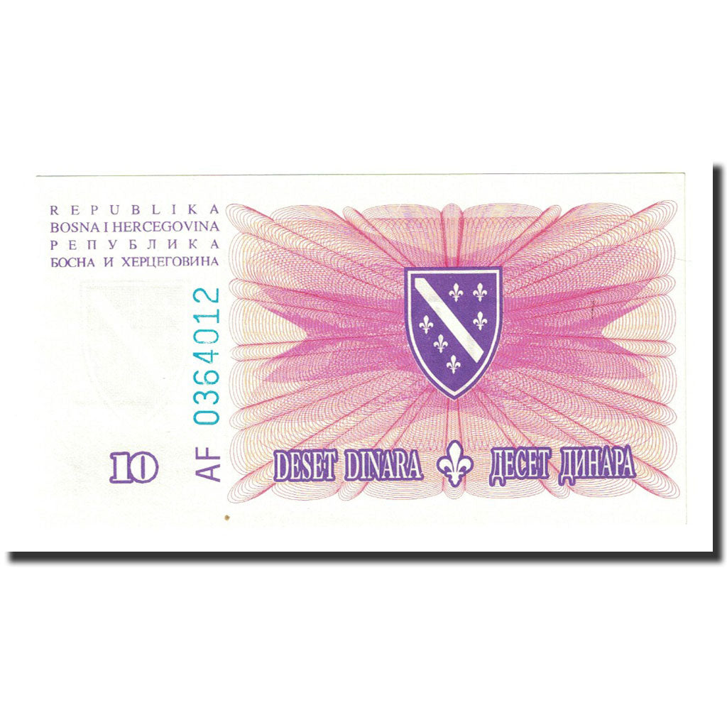 Banconote, Bosnia - Erzegovina, 10 Dinara, 1994-08-15, KM:41a, FDS