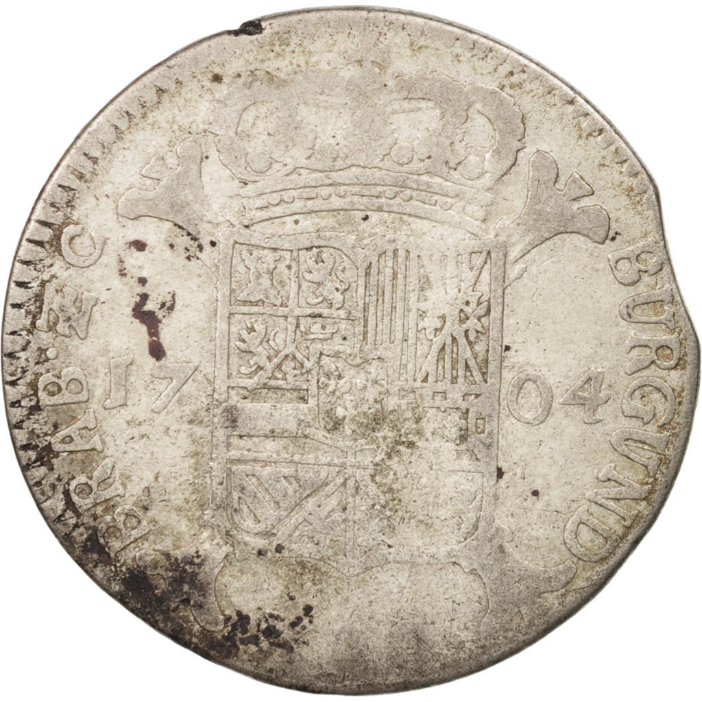 Spanish Netherlands, BRABANT, Philip V, Escalin, 1704, Anvers, F(12-15), Silver
