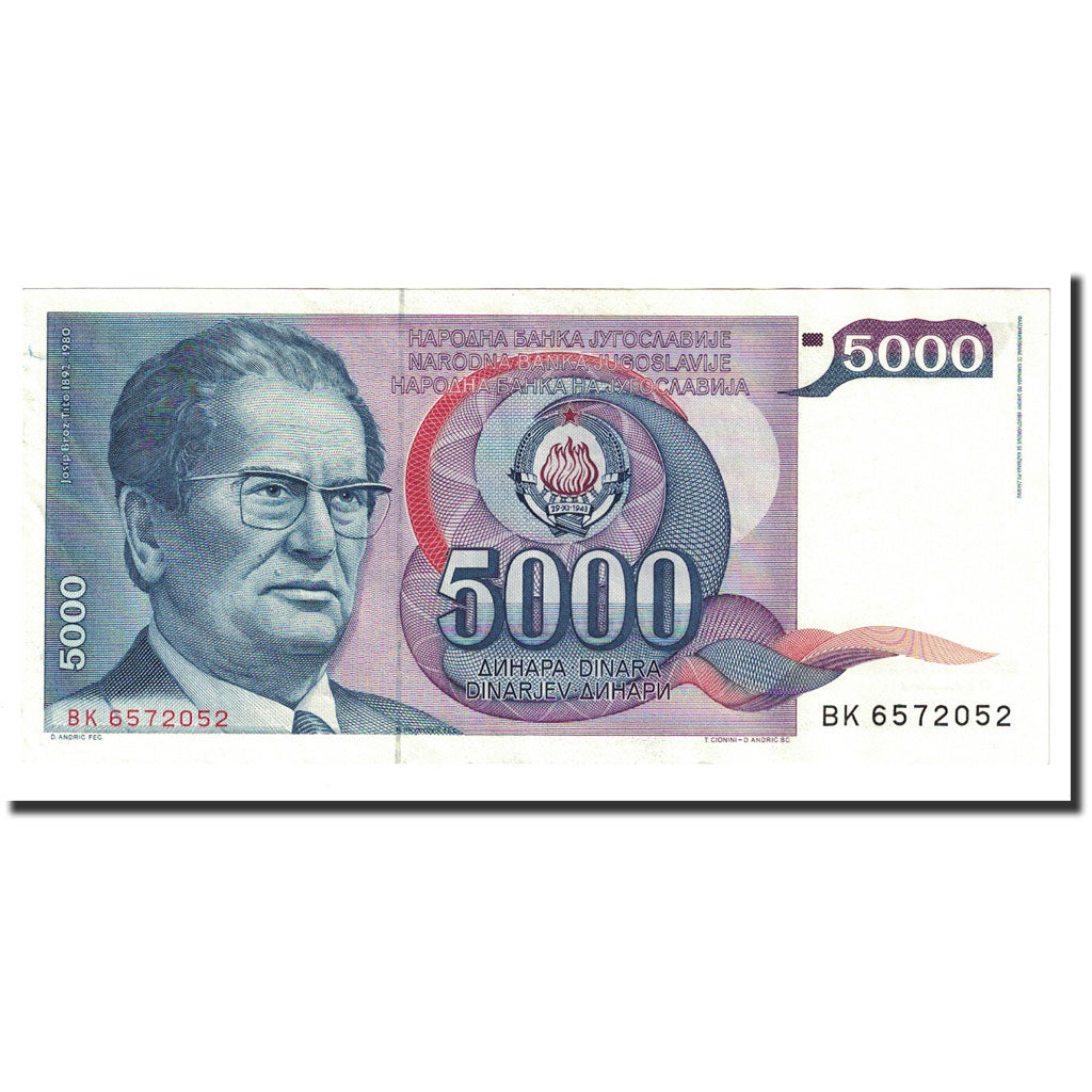Banknote, Yugoslavia, 5000 Dinara, 1985-05-01, KM:93a, UNC(64)
