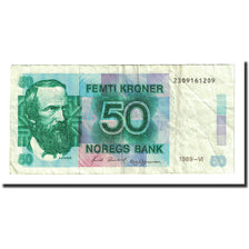 Biljet, Noorwegen, 50 Kroner, 1989, KM:42e, TB