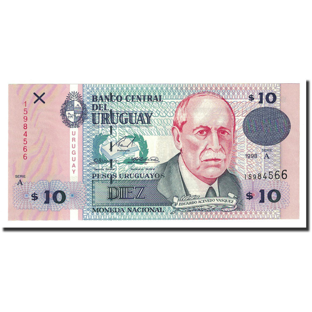 Billete, 10 Pesos Uruguayos, 1998, Uruguay, KM:81a, UNC