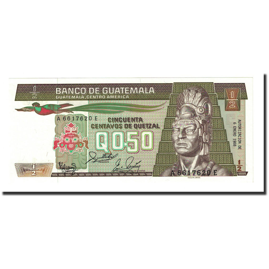 Banconote, Guatemala, 1/2 Quetzal, 1988-01-06, KM:65, FDS