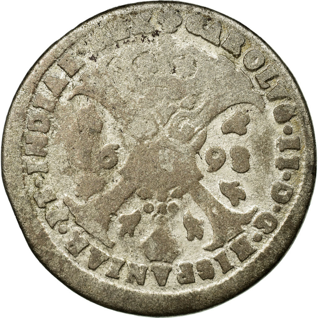 Coin, Spanish Netherlands, Flanders, 4 Patards, 1698, Bruges, F(12-15), Silver