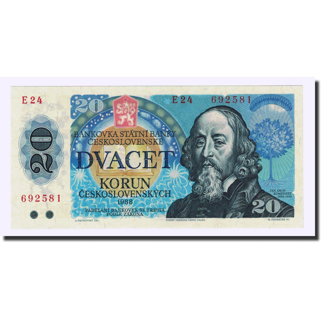 Banknote, Czechoslovakia, 20 Korun, 1988, KM:95, UNC(65-70)