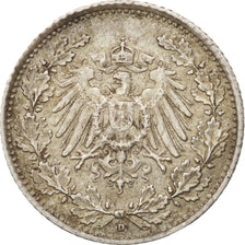 GERMANY - EMPIRE, 1/2 Mark, 1915, Munich, AU(55-58), Silver, KM:17
