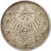 GERMANY - EMPIRE, 1/2 Mark, 1915, Munich, AU(55-58), Silver, KM:17