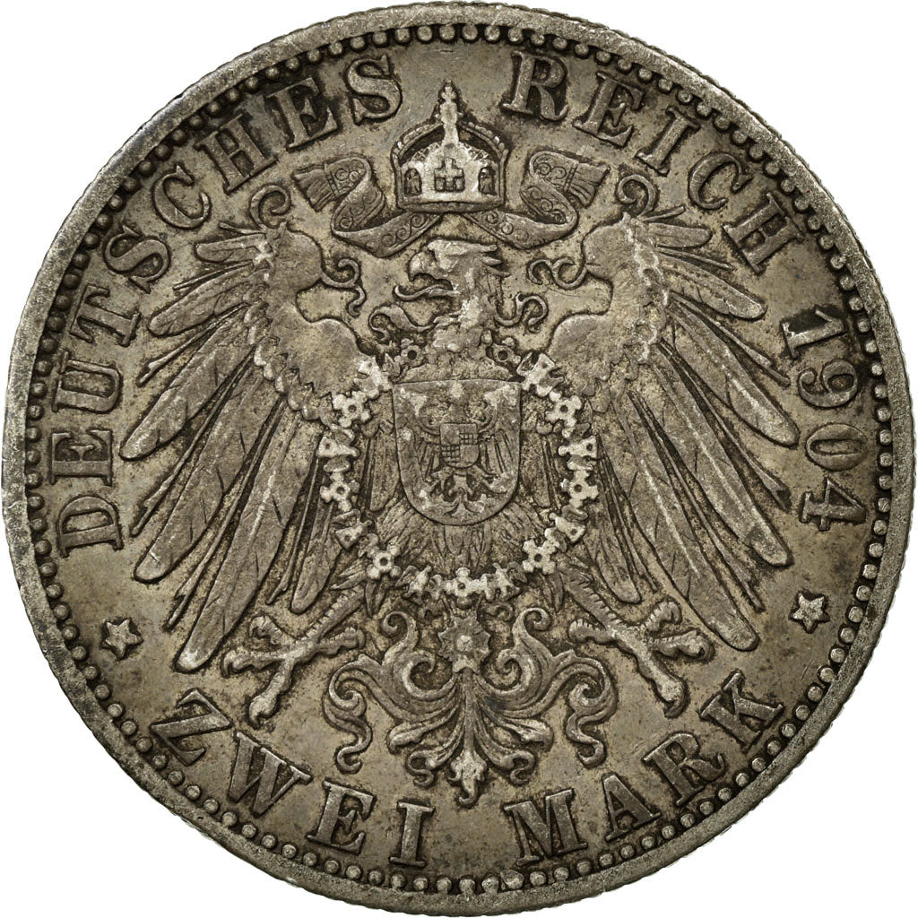 Coin, German States, WURTTEMBERG, Wilhelm II, 2 Mark, 1904, Freudenstadt