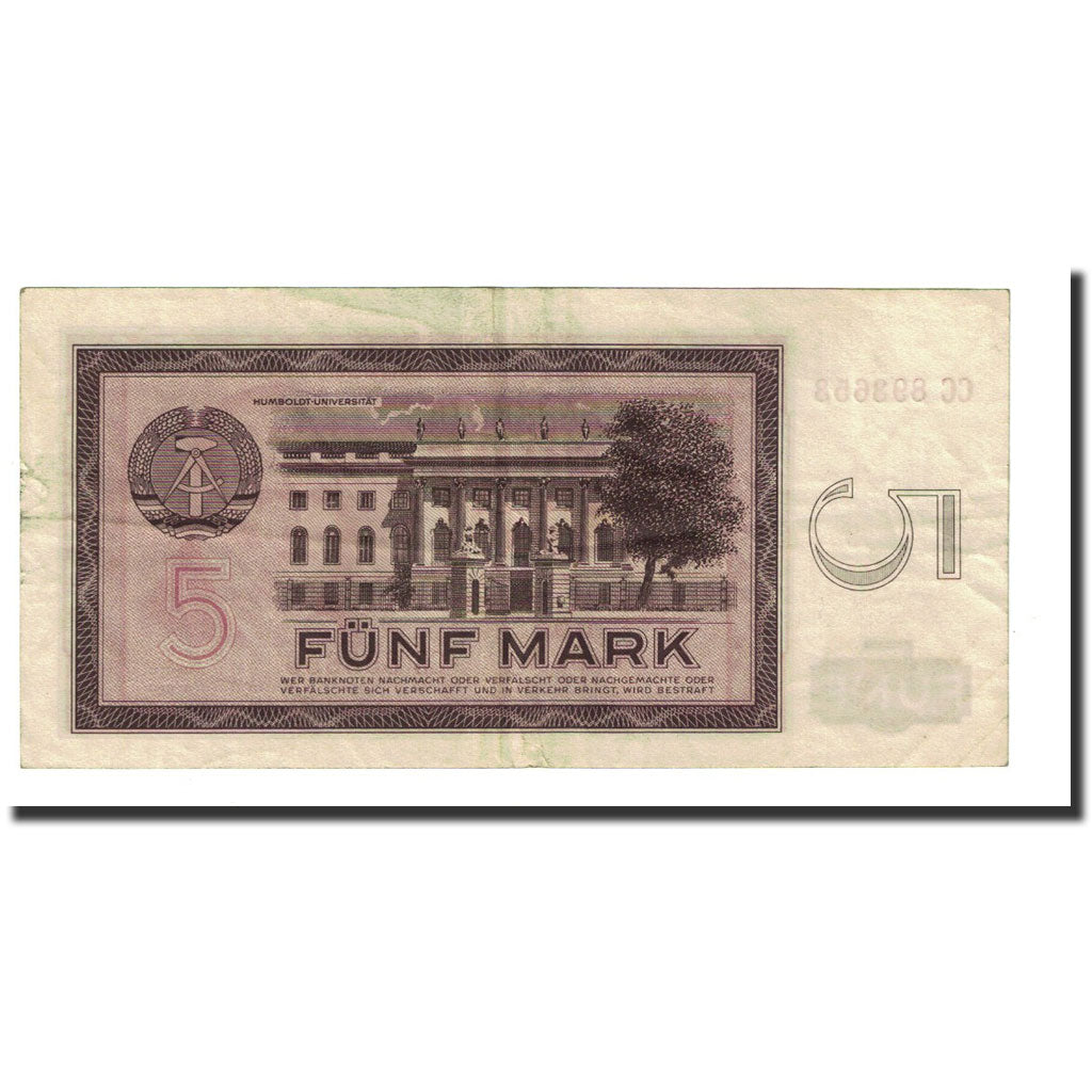 Banknote, Germany - Democratic Republic, 5 Mark, 1964, KM:22a, AU(50-53)