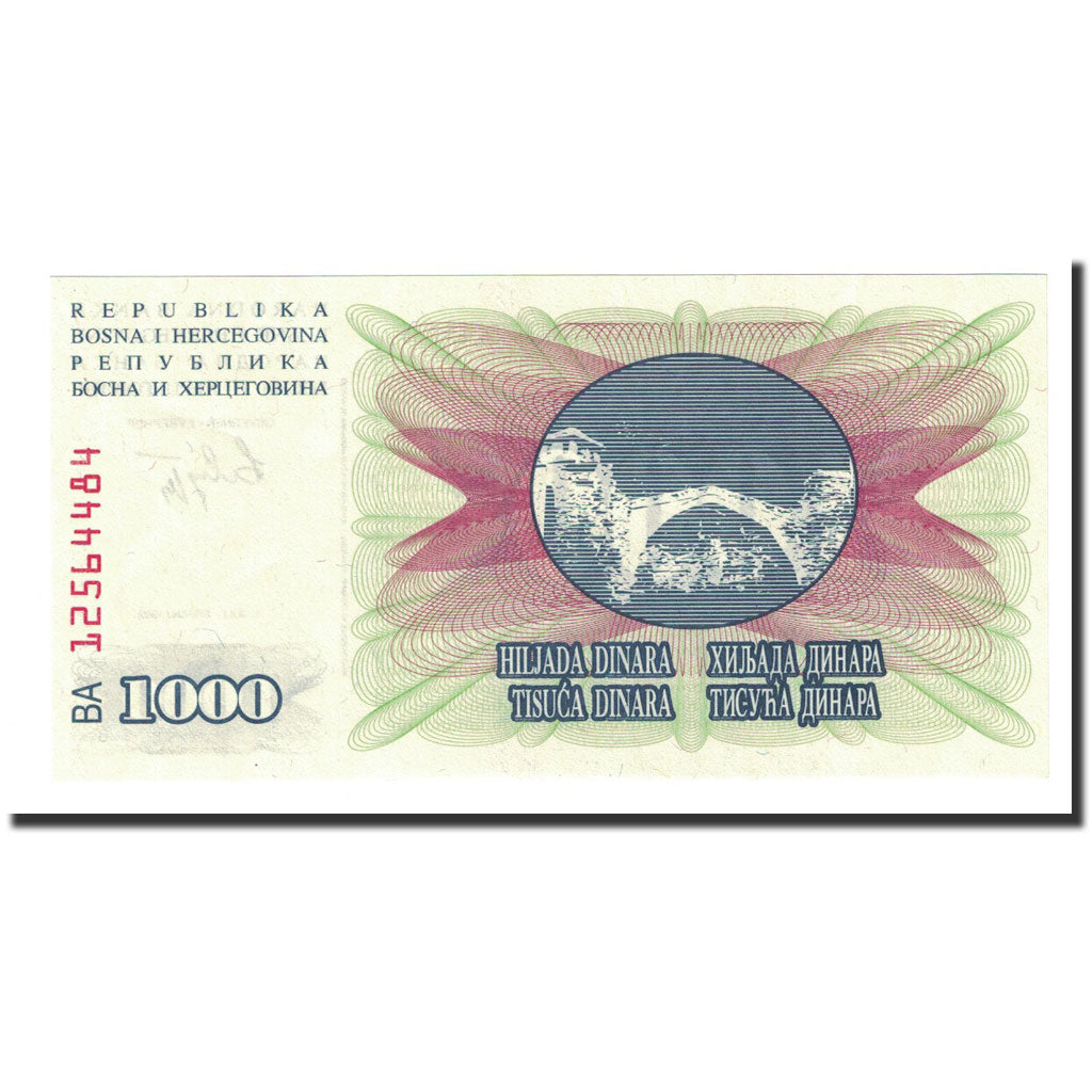 Banknote, Bosnia - Herzegovina, 1000 Dinara, 1992-07-01, KM:15a, UNC(65-70)