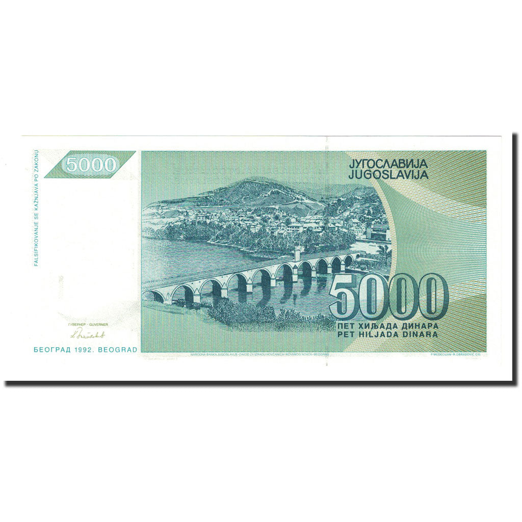Banknote, Yugoslavia, 5000 Dinara, 1992, KM:115, UNC(65-70)