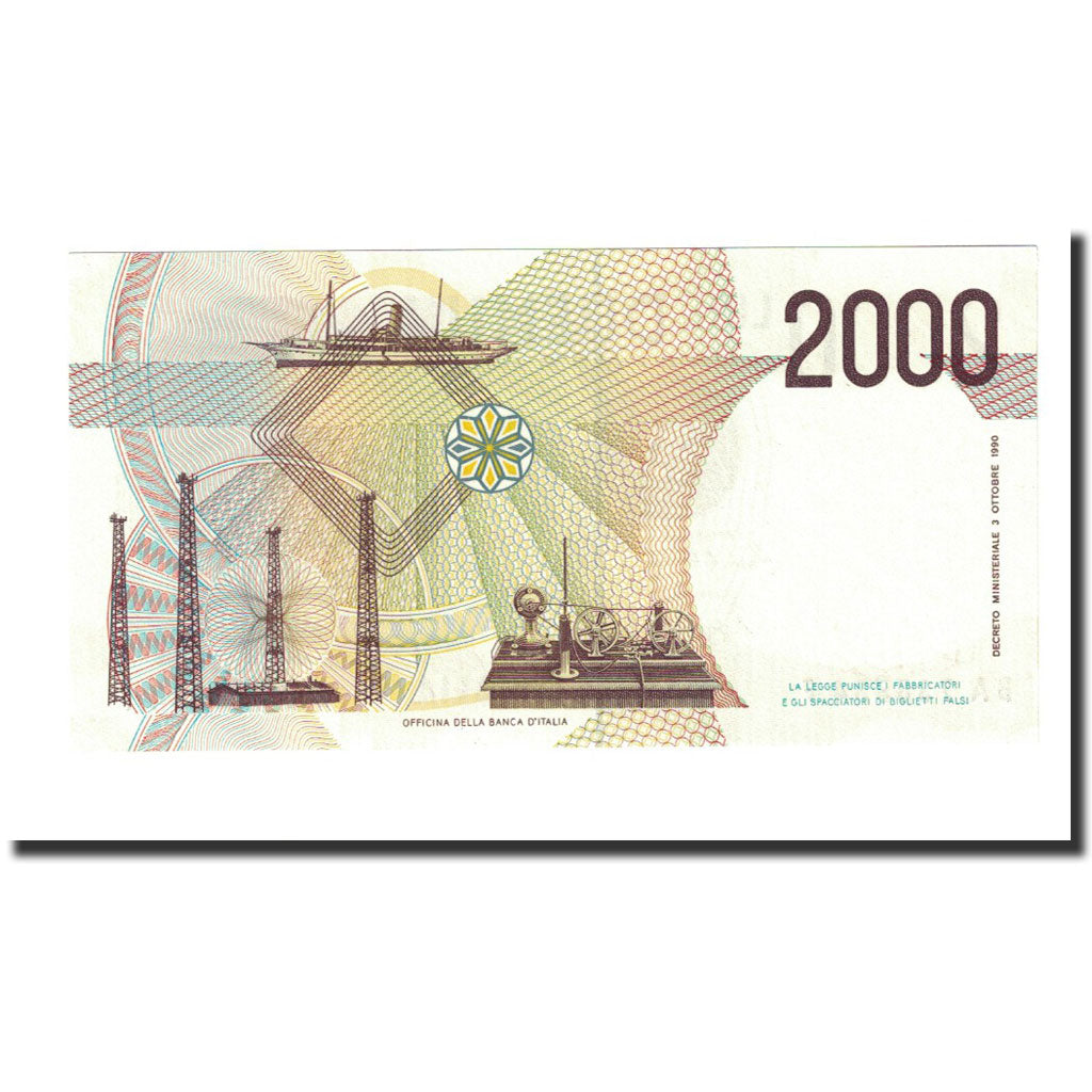 Banknote, Italy, 2000 Lire, D.1990, KM:115, UNC(65-70)