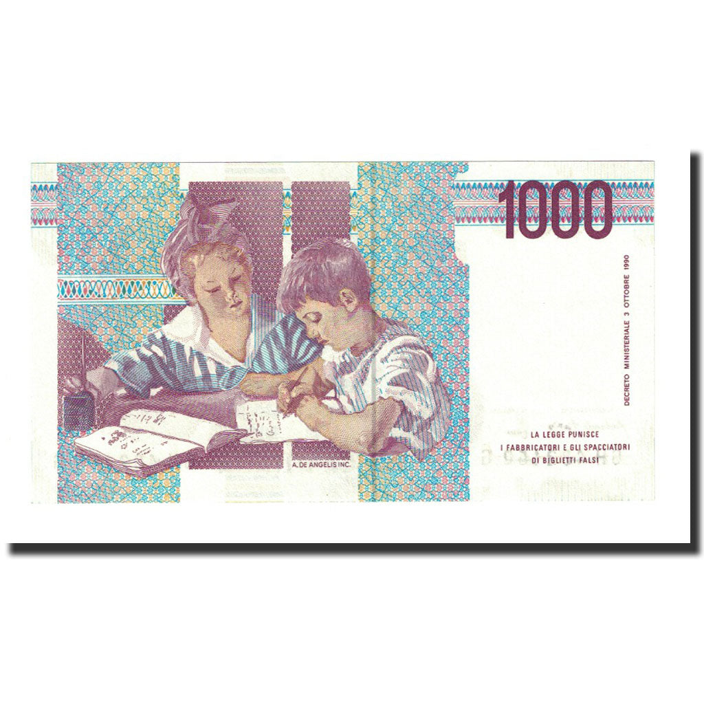 Banknote, Italy, 1000 Lire, D.1990, KM:114c, UNC(65-70)