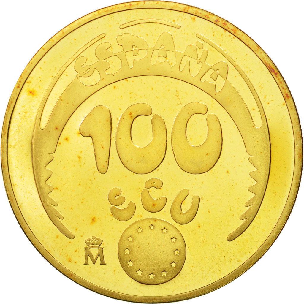 Spain, Juan Carlos I, 100 Ecu, 1989, Madrid, MS(65-70), Gold, KM:M27