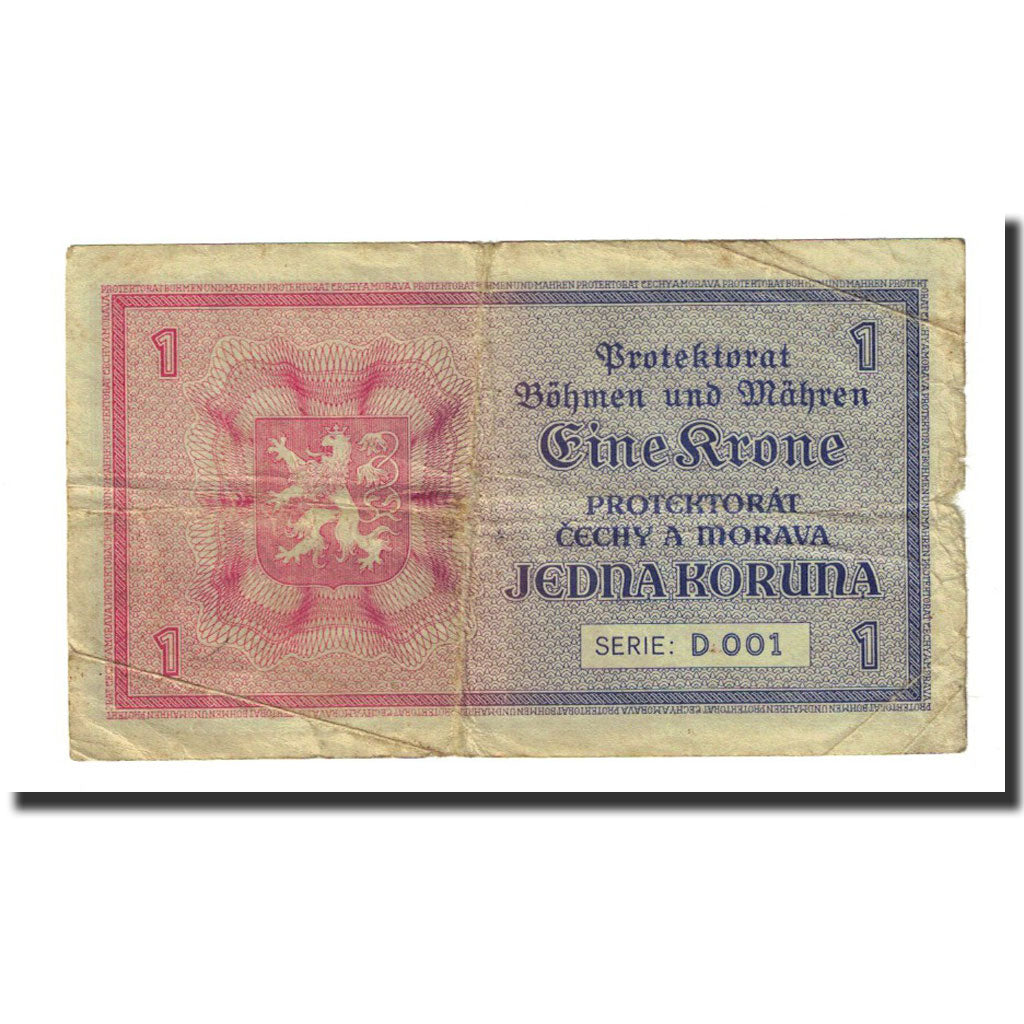 Banknote, Bohemia and Moravia, 1 Koruna, Undated (1940), KM:3a, F(12-15)