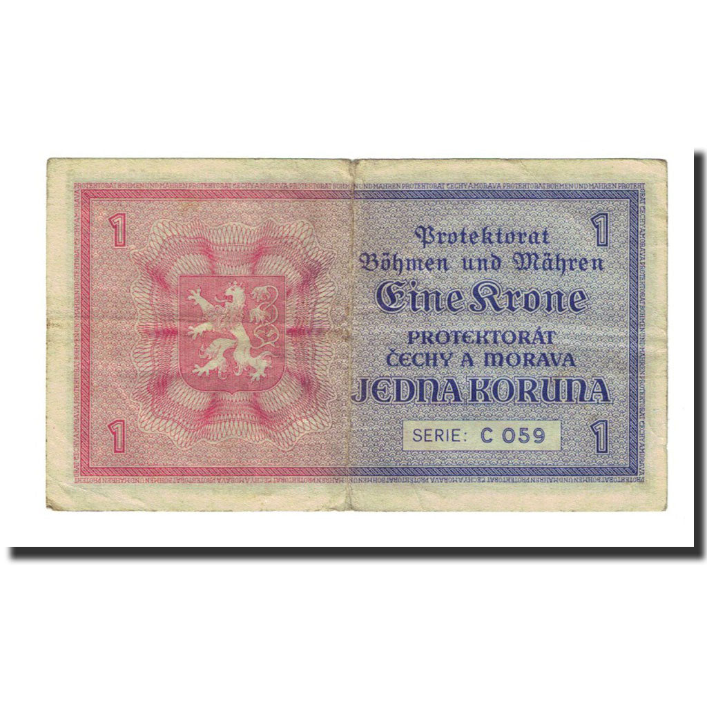 Banknote, Bohemia and Moravia, 1 Koruna, Undated (1940), KM:3a, VF(20-25)