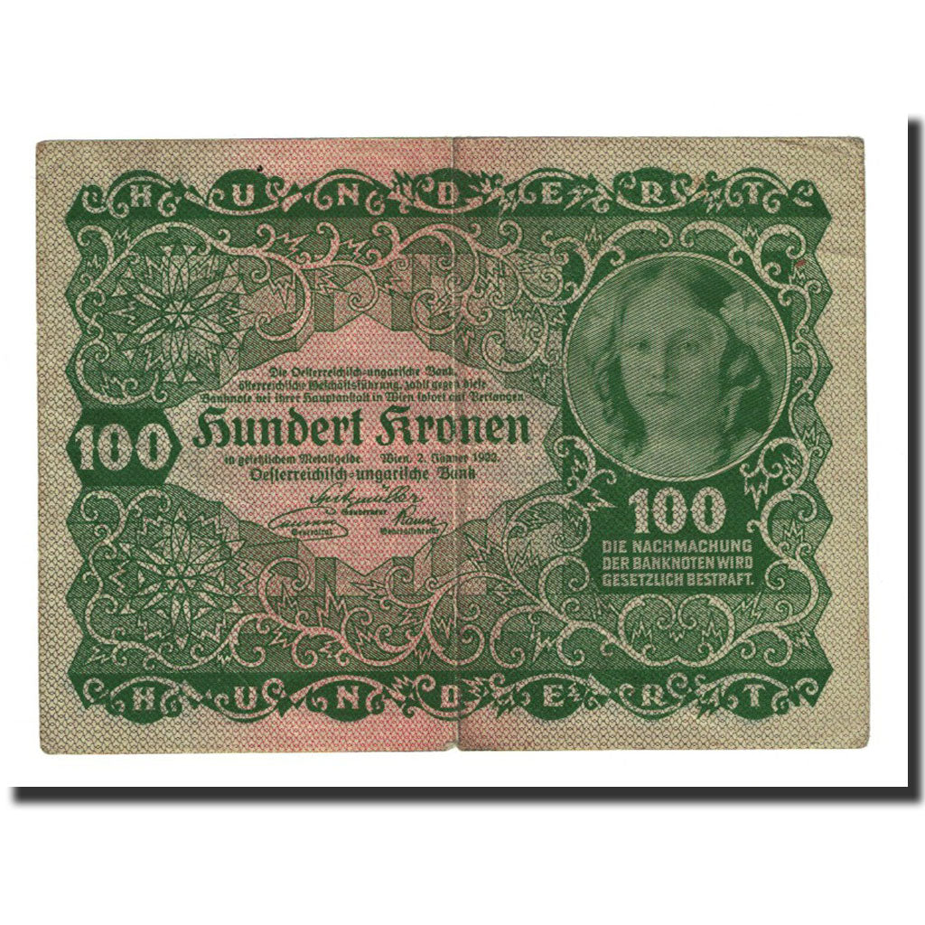Banknote, Austria, 100 Kronen, 1922-01-02, KM:77, VF(20-25)