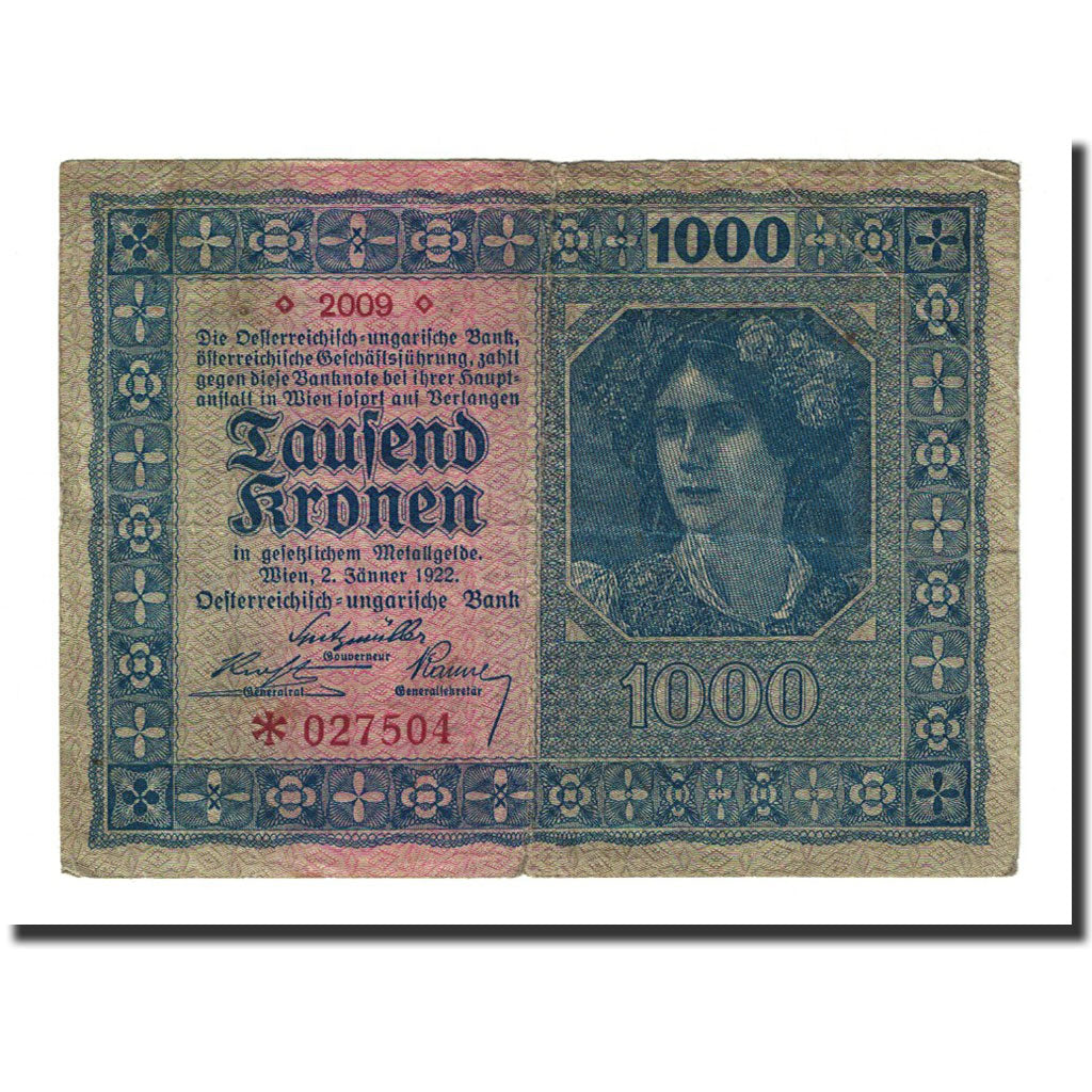 Banknote, Austria, 1000 Kronen, 1922-01-02, KM:78, VF(20-25)