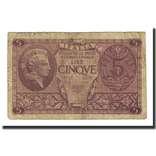 Banknote, Italy, 5 Lire, 1944-11-23, KM:31b, F(12-15)