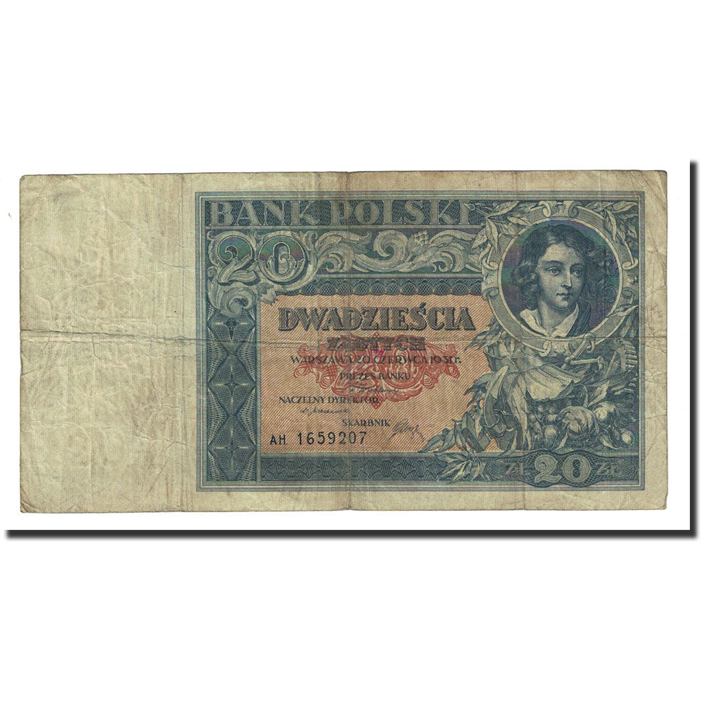 Banknote, Poland, 20 Zlotych, 1931-06-20, KM:73, VF(20-25)
