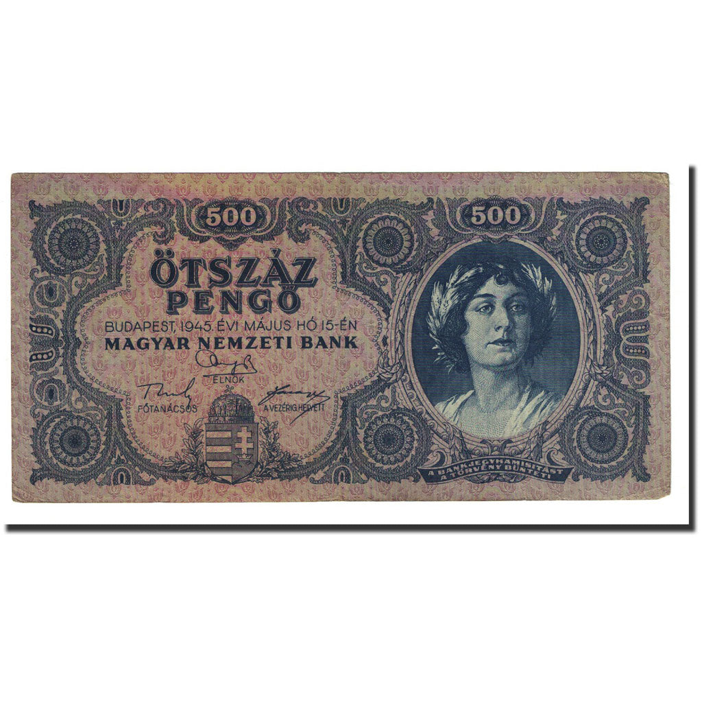 Banknote, Hungary, 500 Pengö, 1945-05-15, KM:117a, AU(55-58)
