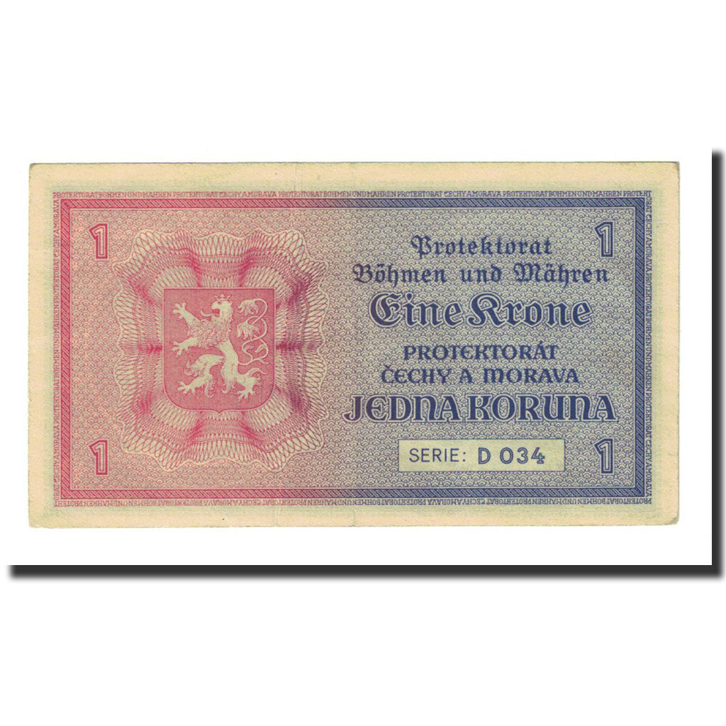 Banknote, Bohemia and Moravia, 1 Koruna, Undated (1940), KM:3a, AU(55-58)