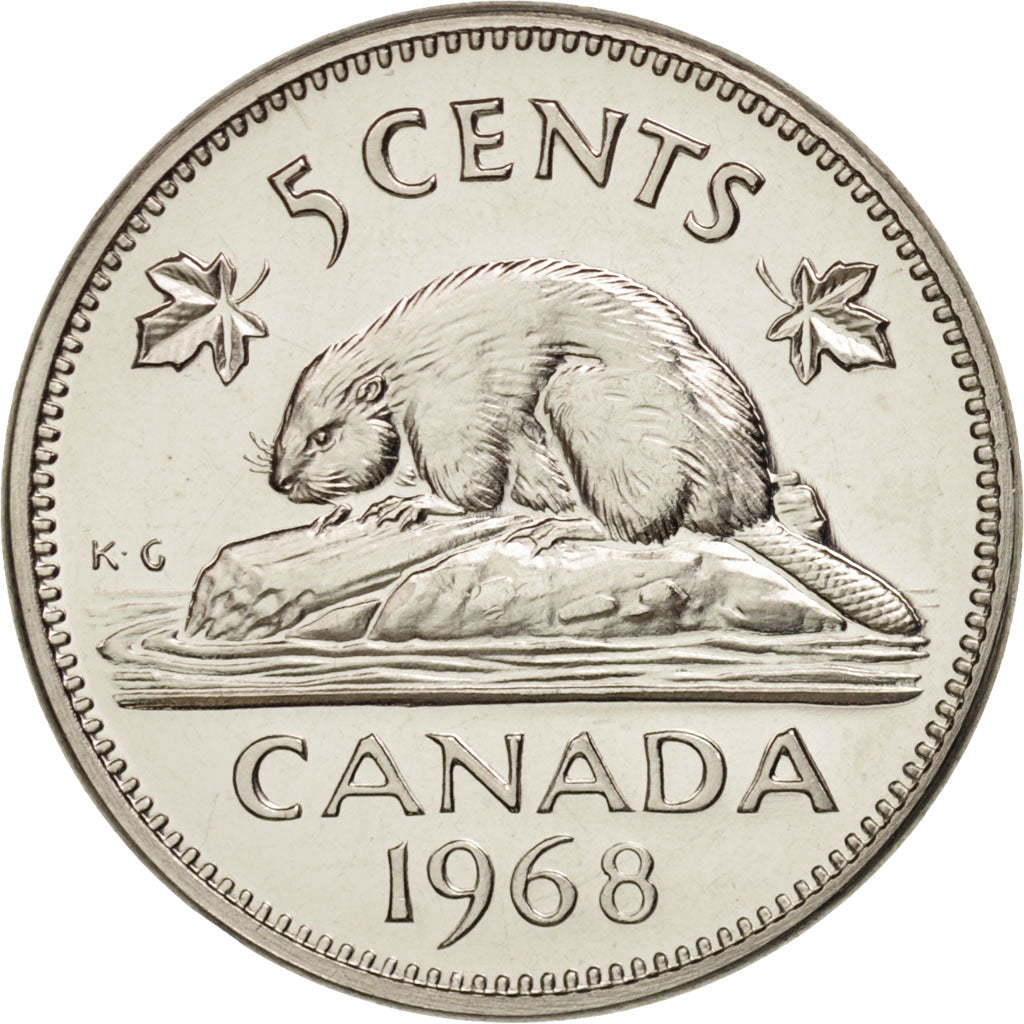 Elizabeth II, 5 Cents, 1968, Ottawa, MS(65-70), Nickel, KM:60.1