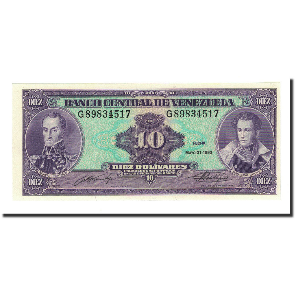 Banknote, Venezuela, 10 Bolívares, 1990-05-31, KM:61b, UNC(65-70)