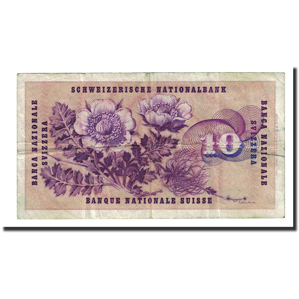 Banknote, Switzerland, 10 Franken, 1965-12-23, KM:45k, VF(20-25)