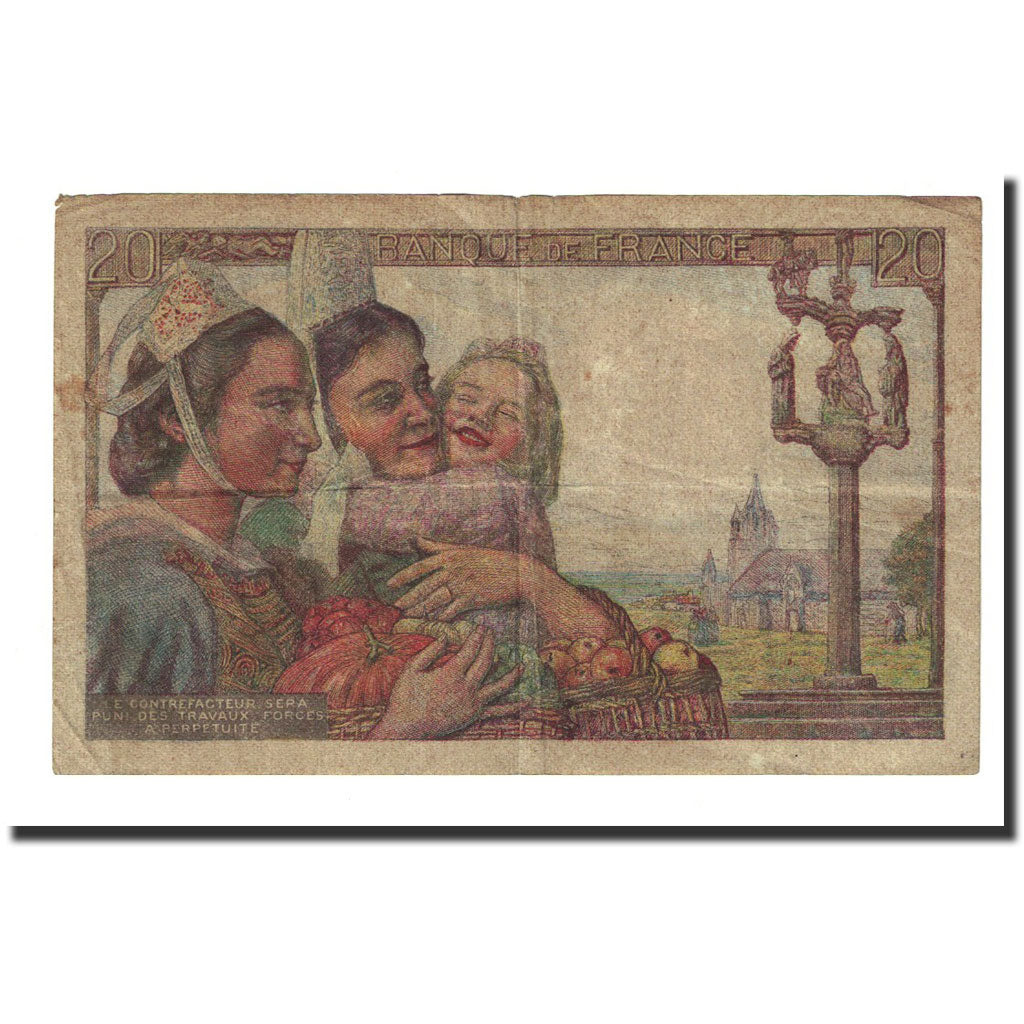 Frankrijk, 20 Francs, 1942-09-24, TB+, Fayette:13.3, KM:100a