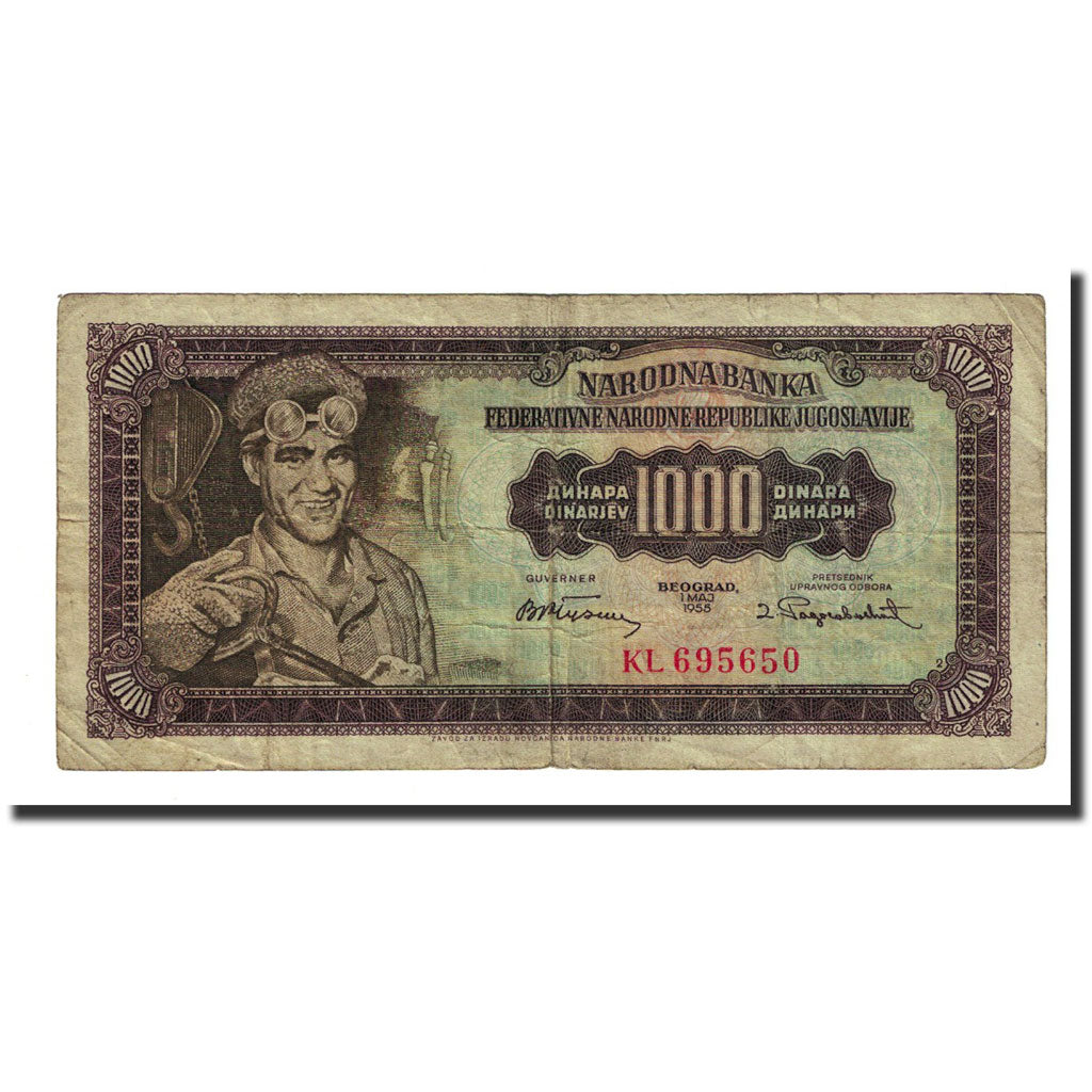Banknote, Yugoslavia, 1000 Dinara, 1955-05-01, KM:71a, VF(20-25)