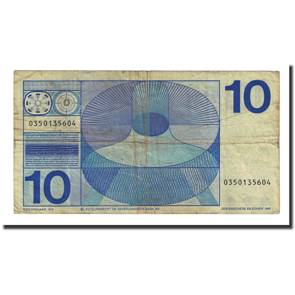 Banknote, Netherlands, 10 Gulden, 1968-04-25, KM:91a, VF(20-25)