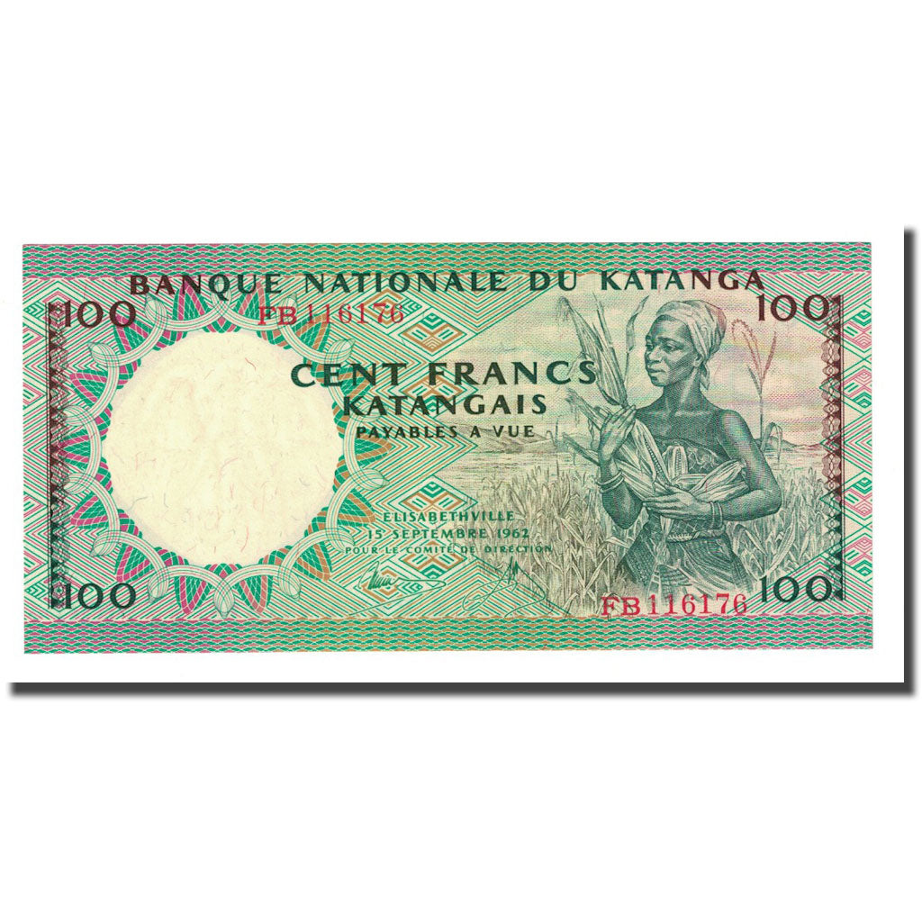 Banknote, Katanga, 100 Francs, 1962-09-15, KM:12a, UNC(65-70)